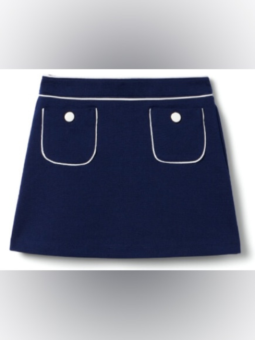 Janie and Jack Ponte Navy A-Line Skirt with Contrast Piping and Pocket Details
